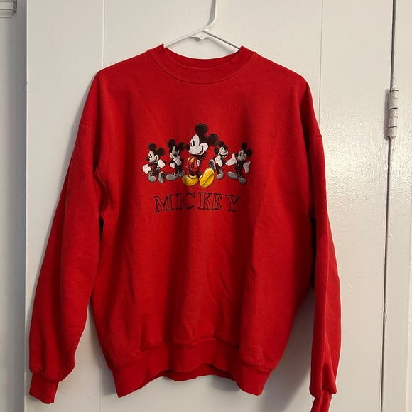 Disney Other - Disney Vintage Mickey Mouse Red Crewneck Sweatshirt Colorful Black and White